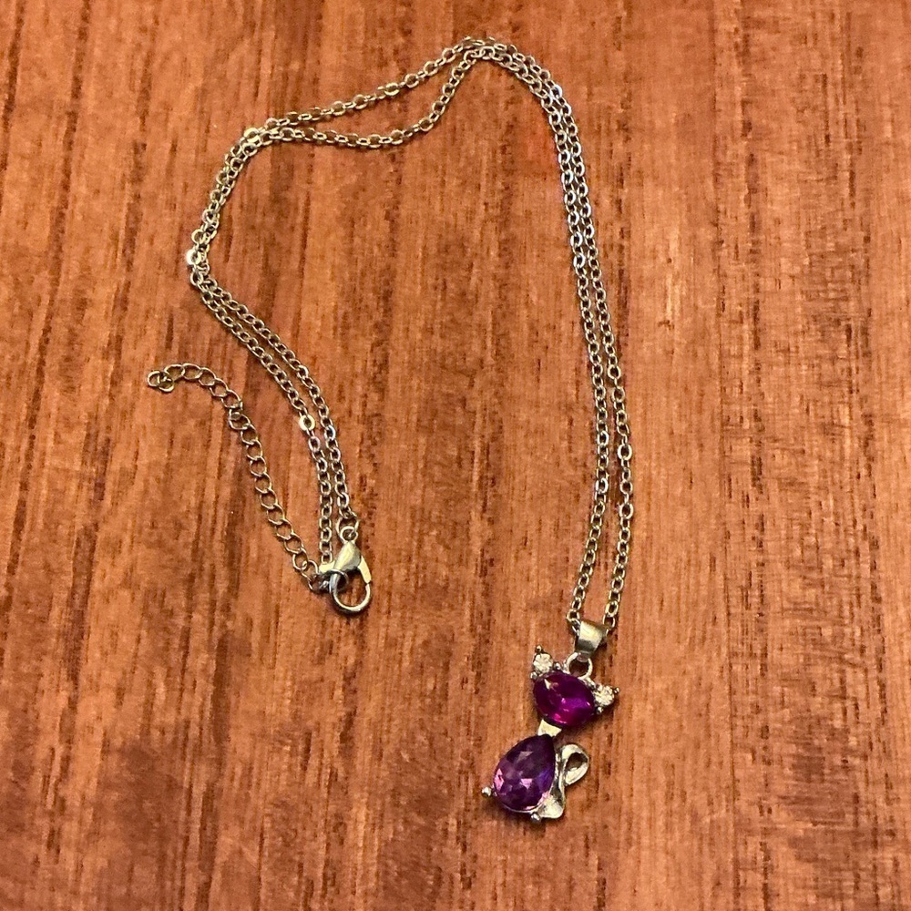 Cute glass cat pendant necklace, 21” Brand New - Picture 2 of 2